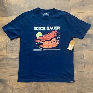 Eddie Bauer Retro Mountain Graphic Tee Midnight Blue Medium NWT